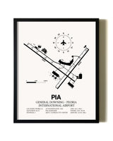Framed General Downing-Peoria International Airport wall art poster in black frame