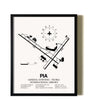 Framed General Downing-Peoria International Airport wall art poster in black frame