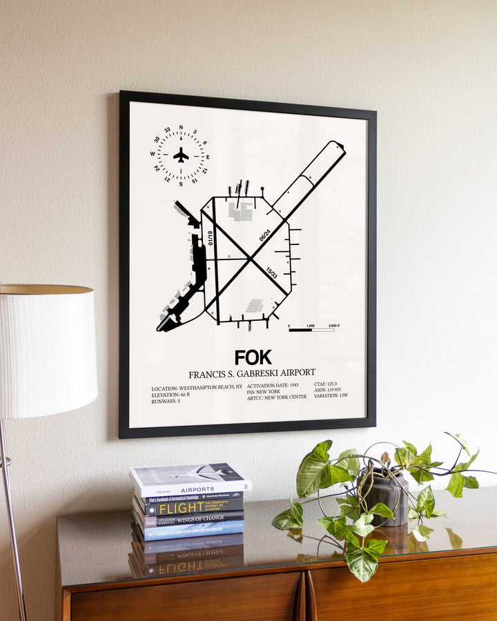 Francis S. Gabreski Airport aviation wall décor in black wood frame