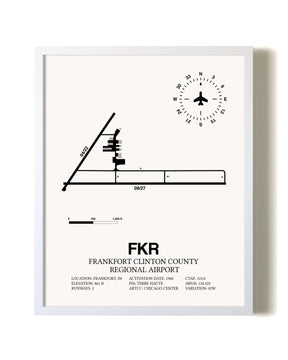 Frankfort Clinton County Regional Airport airport map poster in oak frame