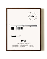 Bult Field Airport aviation print in walnut frame