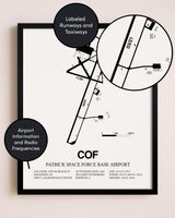 Framed Patrick Space Force Base Airport layout wall art poster