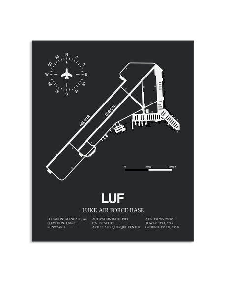 Gray Framed Luke Air Force Base layout wall art poster