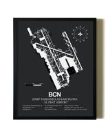 Unframed Josep Tarradellas Barcelona-El Prat Airport map print poster