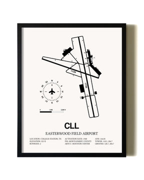 Framed Easterwood Field Airport wall art poster in black frame