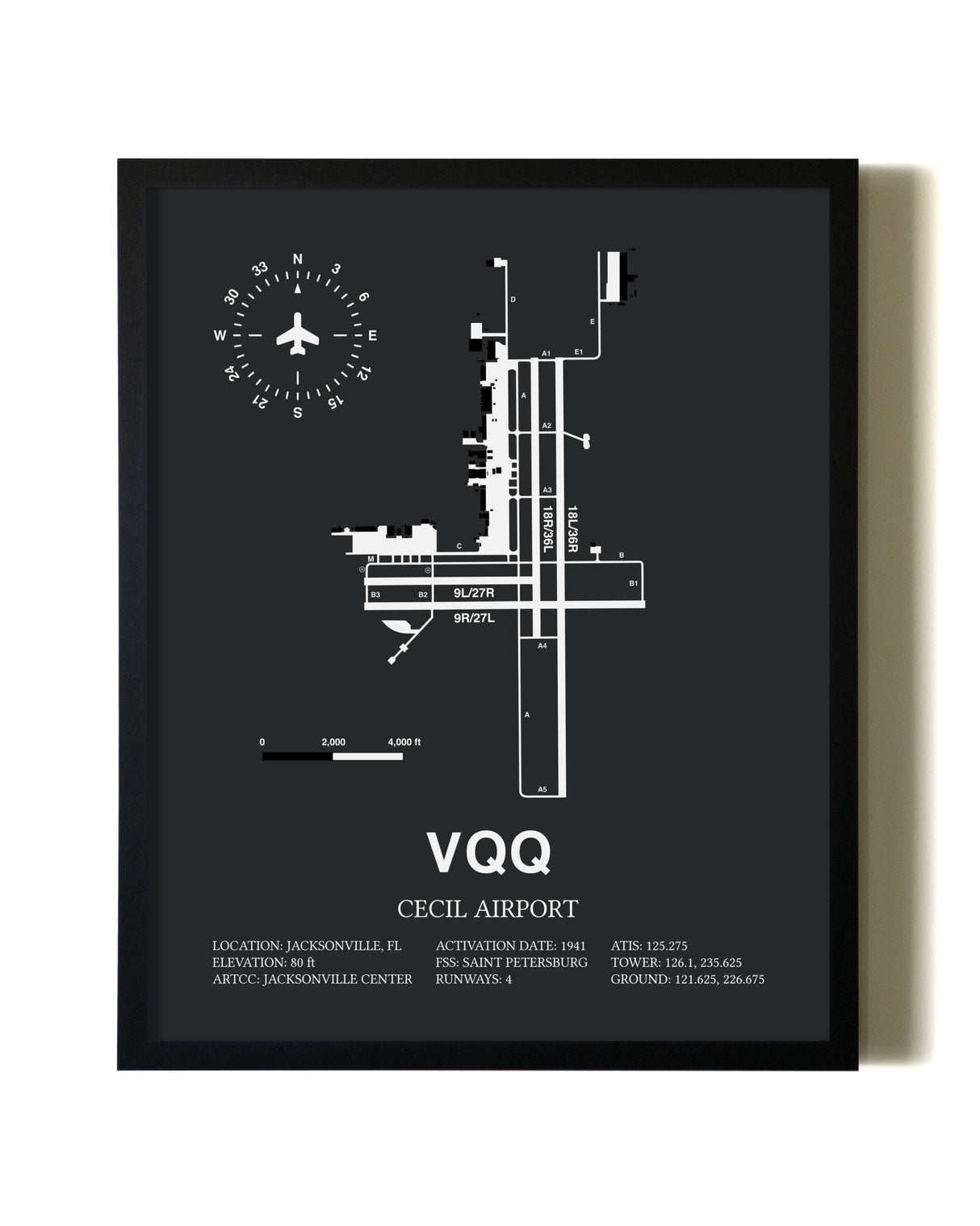 Unframed Cecil Airport map print poster