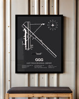 Frame color options for East Texas Regional Airport Wall Art