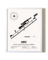 State College Regional Airport airport map poster in oak frame