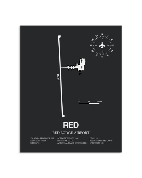 Gray Framed Red Lodge Airport layout wall art poster