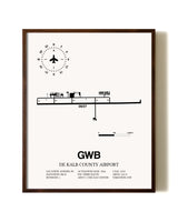De Kalb County Airport aviation print in walnut frame
