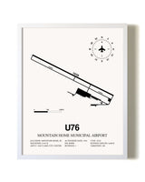 Mountain Home Municipal Airport airport map poster in oak frame