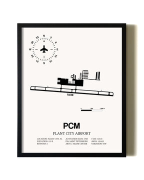Framed Plant City Airport wall art poster in black frame