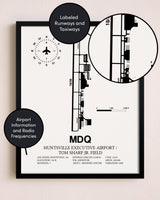 Framed Huntsville Executive Airport / Tom Sharp Jr. Field layout wall art poster