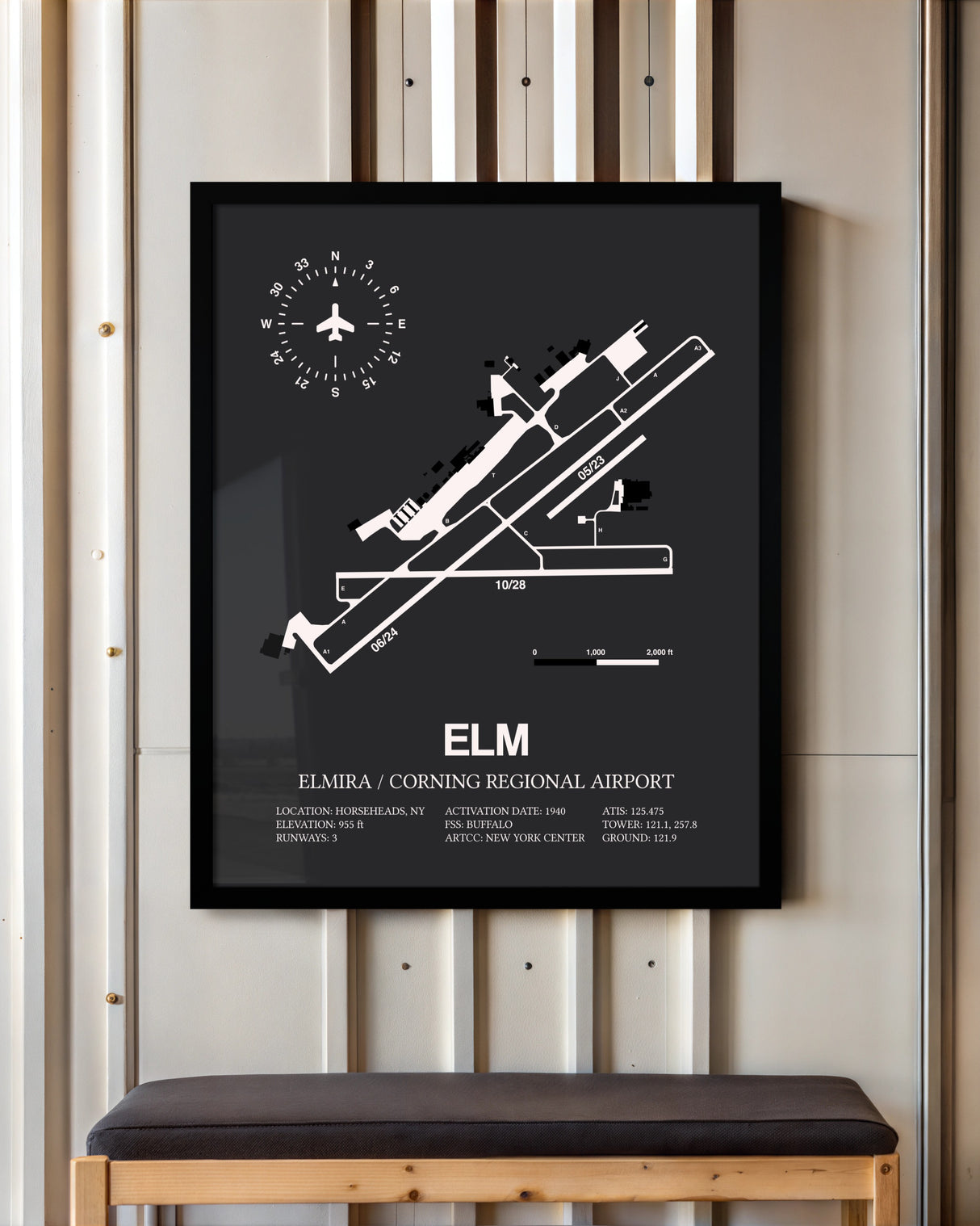 Frame color options for Elmira / Corning Regional Airport Wall Art