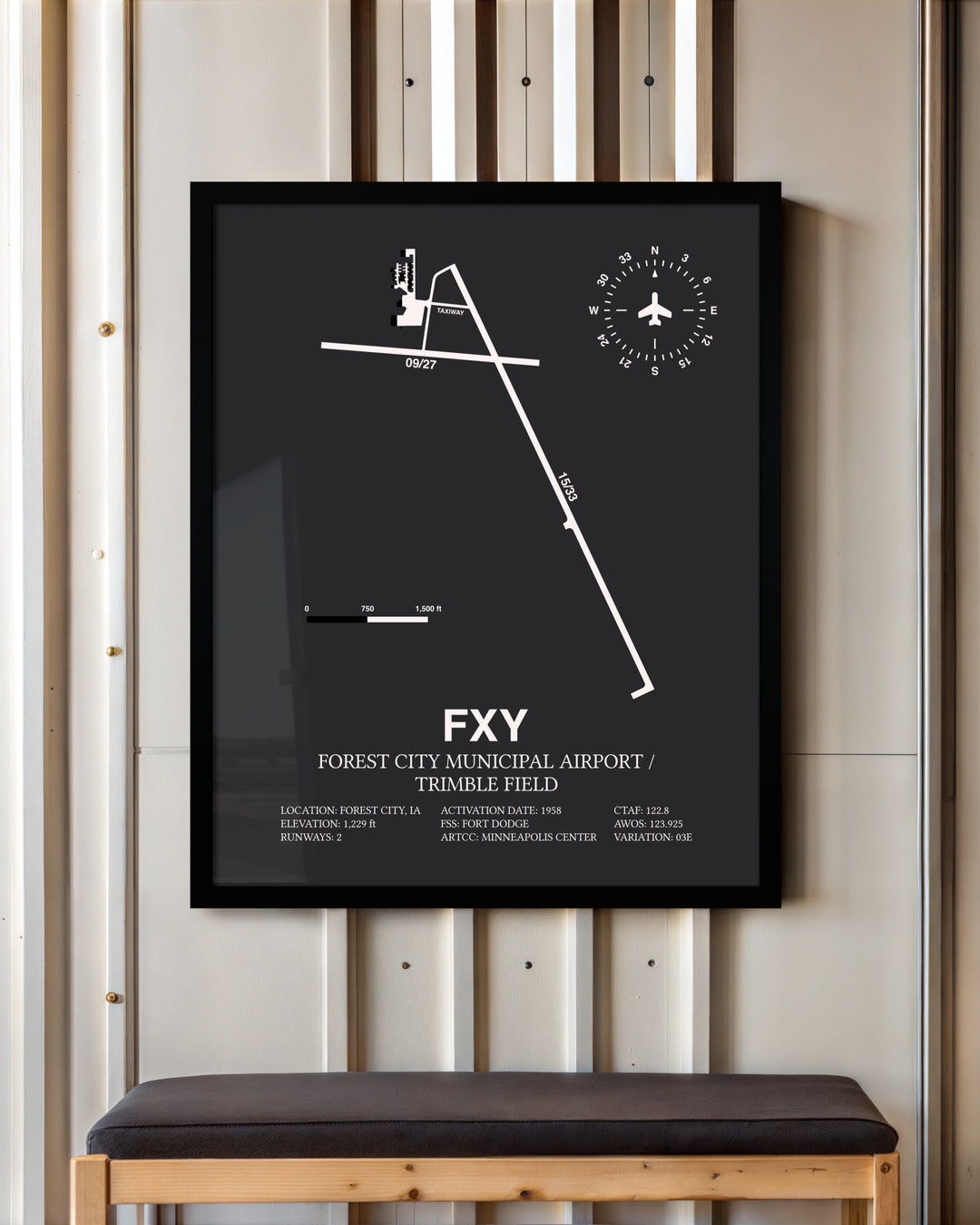 Frame color options for Forest City Municipal Airport / Trimble Field Wall Art
