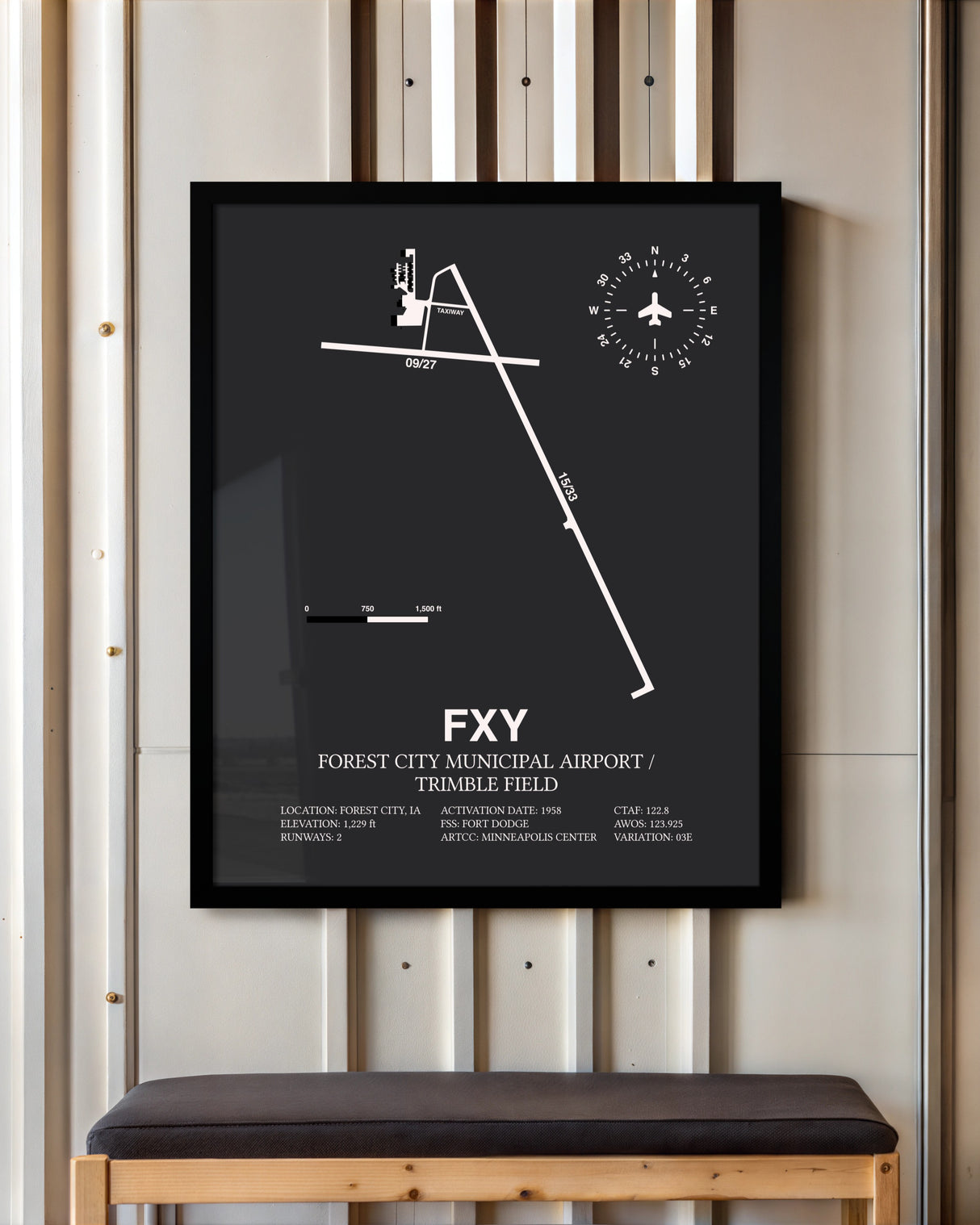 Frame color options for Forest City Municipal Airport / Trimble Field Wall Art