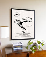 Fulton County Executive Airport / Charlie Brown Field aviation wall décor in black wood frame