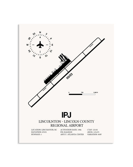 Gray Lincolnton-Lincoln County Regional Airport framed poster displayed in an airplane hangar