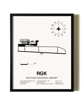 Framed Red Wing Regional Airport wall art poster in black frame
