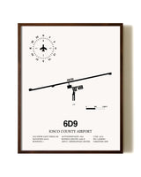 Iosco County Airport aviation print in walnut frame