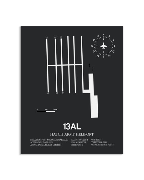 Gray Framed Hatch Army Heliport layout wall art poster