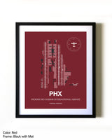 Phoenix Sky Harbor International Airport aviation wall décor in black wood frame