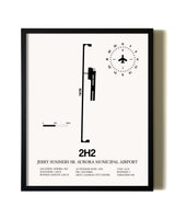 Framed Jerry Sumners Sr. Aurora Municipal Airport wall art poster in black frame