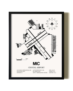 Framed Crystal Airport wall art poster in black frame