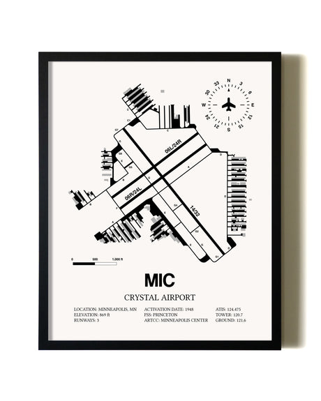 Framed Crystal Airport wall art poster in black frame