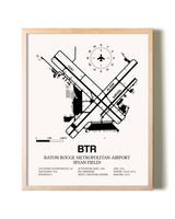 Baton Rouge Metropolitan Airport (Ryan Field) framed wall art in white frame