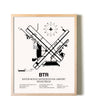 Baton Rouge Metropolitan Airport (Ryan Field) framed wall art in white frame