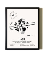 Framed Hagerstown Regional Airport-Richard A. Henson Field wall art poster in black frame