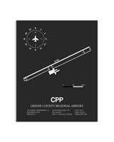 Gray Framed Greene County Regional Airport layout wall art poster