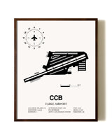 Cable Airport aviation print in walnut frame