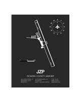 Gray Framed Pickens County Airport layout wall art poster