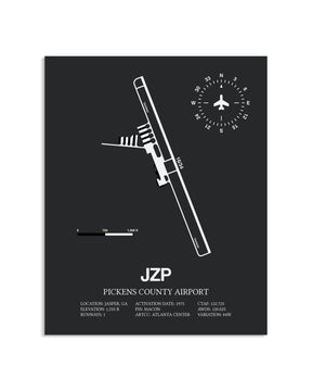 Gray Framed Pickens County Airport layout wall art poster