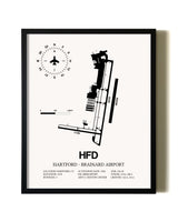 Framed Hartford-Brainard Airport wall art poster in black frame