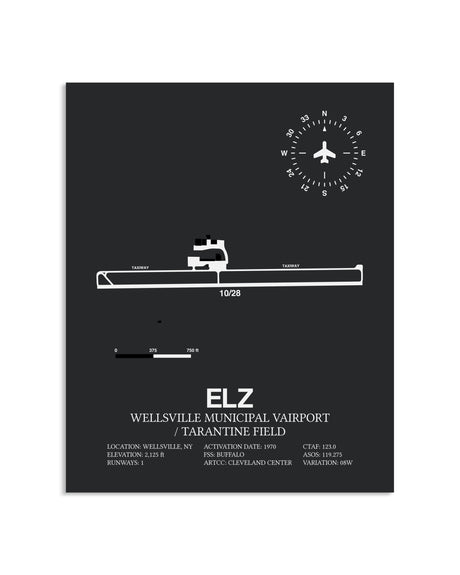 Gray Framed Wellsville Municipal Airport / Tarantine Field layout wall art poster