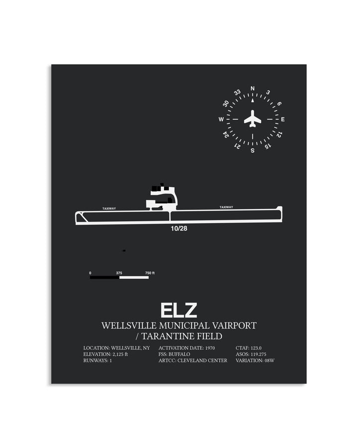 Gray Framed Wellsville Municipal Airport / Tarantine Field layout wall art poster