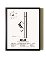 Framed Okmulgee Regional Airport / Paul And Betty Abbott Field wall art poster in black frame