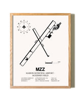 Marion Municipal Airport-McKinney Field framed print in natural wood frame