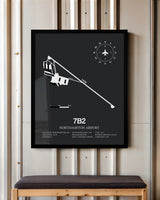 Framed Detailed Airport Map of Northampton Airport (7B2) in Gray with a Black Frame