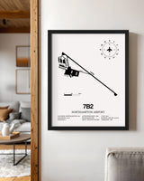 Framed Detailed Airport Map of Northampton Airport (7B2) in White with a Black Frame