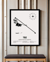Framed Detailed Airport Map of Northampton Airport (7B2) in White with a Black Frame
