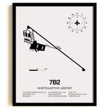 Framed Detailed Airport Map of Northampton Airport (7B2) in White with a Black Frame