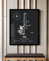 Framed Detailed Airport Map of Hampton Airfield (7B3) in Gray with a Black Frame