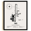 Framed Detailed Airport Map of Hampton Airfield (7B3) in White with a Black Frame