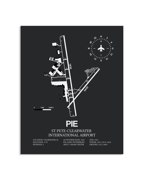 Gray Framed St. Pete-Clearwater International Airport layout wall art poster