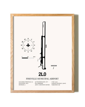 Pineville Municipal Airport framed print in natural wood frame