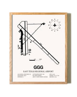 East Texas Regional Airport framed print in natural wood frame